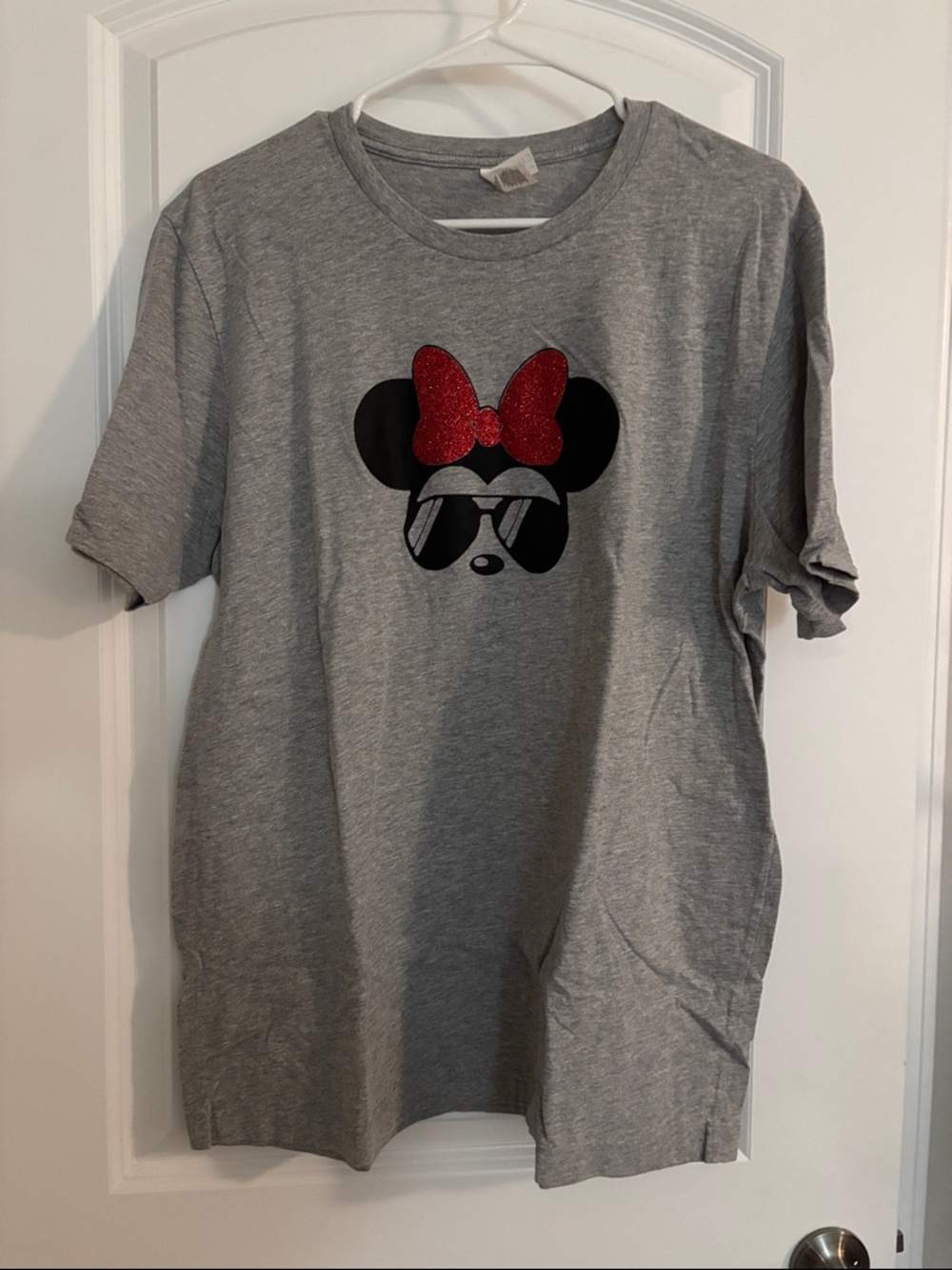 Women’s Gray Minnie Graphic Tee with Red Bow